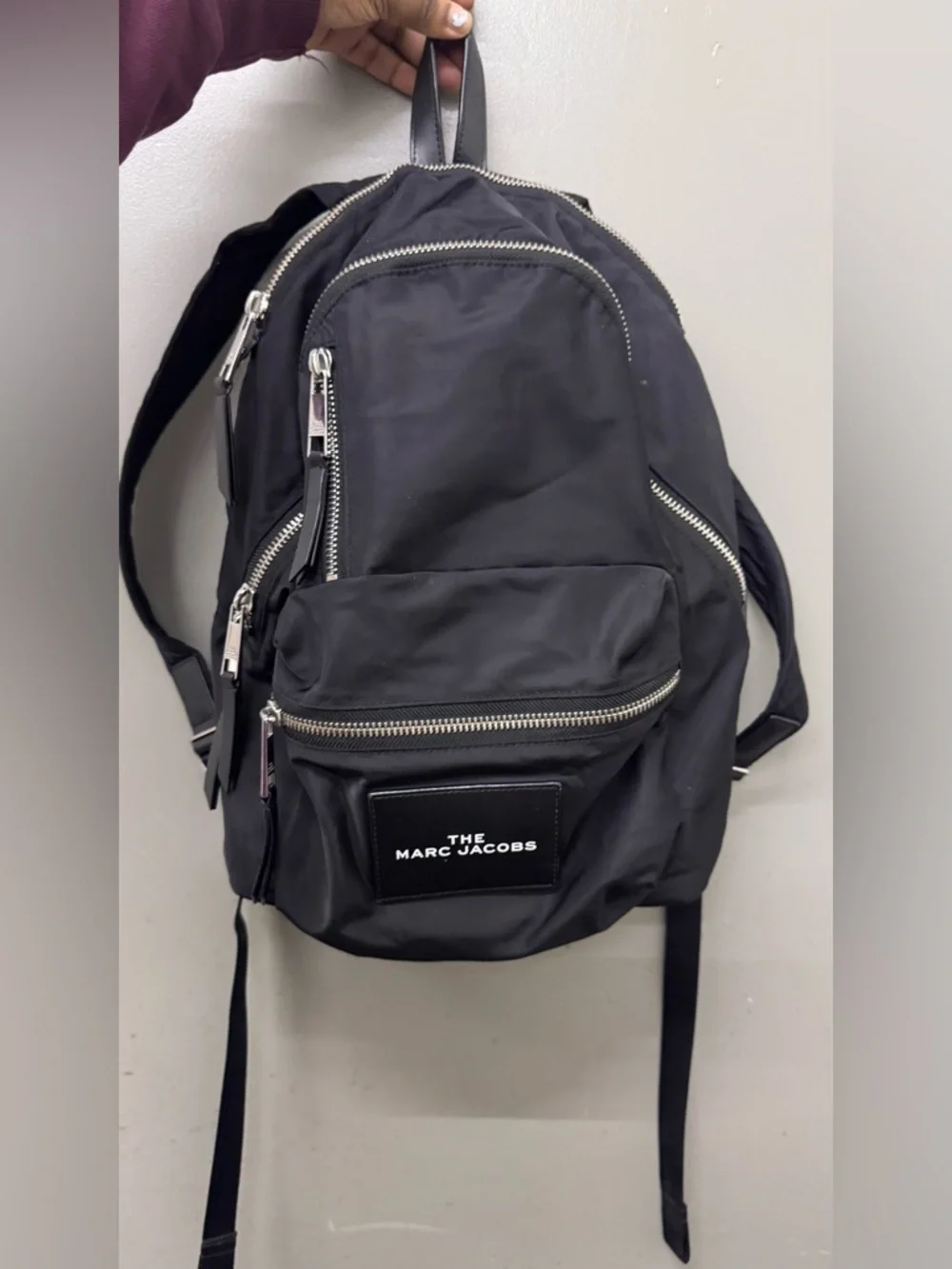 Marc Jacobs The Zip Backpack Black Nylon Designer Travel Bag One Size
